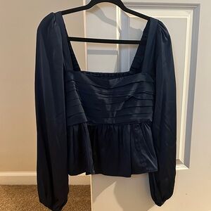 Abercrombie & Fitch Dark Blue Pleated Blouse